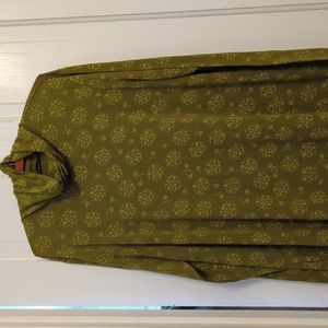 Gudrun Sjoden | Long Sleeve Olive Green Floral Pattern Turtleneck Dress Sz. XL